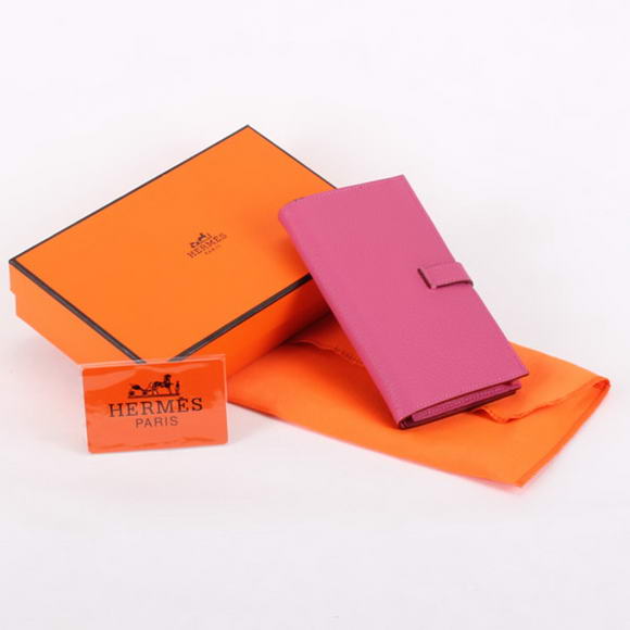 Cheap Fake Hermes Bearn Japonaise Bi-Fold A208 Roseo